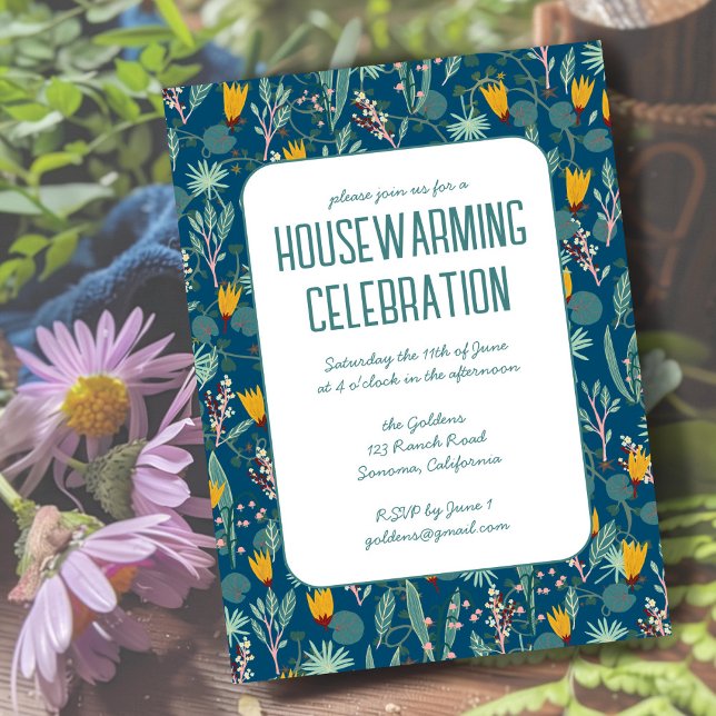 Invitación Fiesta de CALENTAMIENTO Personalizado del Jardín d (Floral Spring Garden Custom HOUSEWARMING PARTY Invitation
)