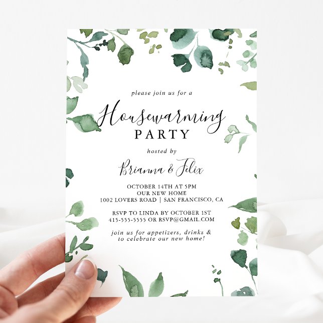 Invitación Fiesta de Calligrafía Guión Foliage Calentador de  (Subido por el creador)