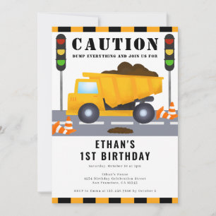 Invitación Fiesta de camión de construcción para el 1er cumpl