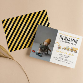 Invitación Fiesta de Camión de Cumpleaños Simple de Construcc