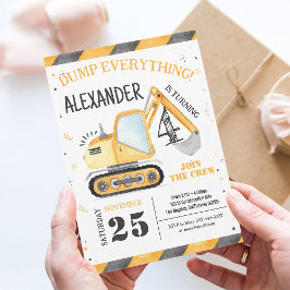 Invitación Fiesta de camión de volcado de construcción