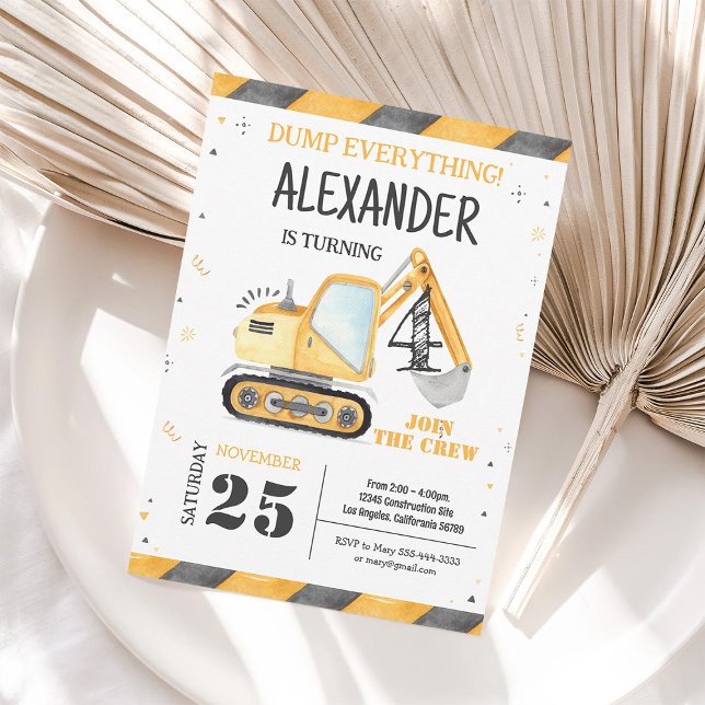 Invitación Fiesta de camión de volteo de construcción (Subido por el creador)