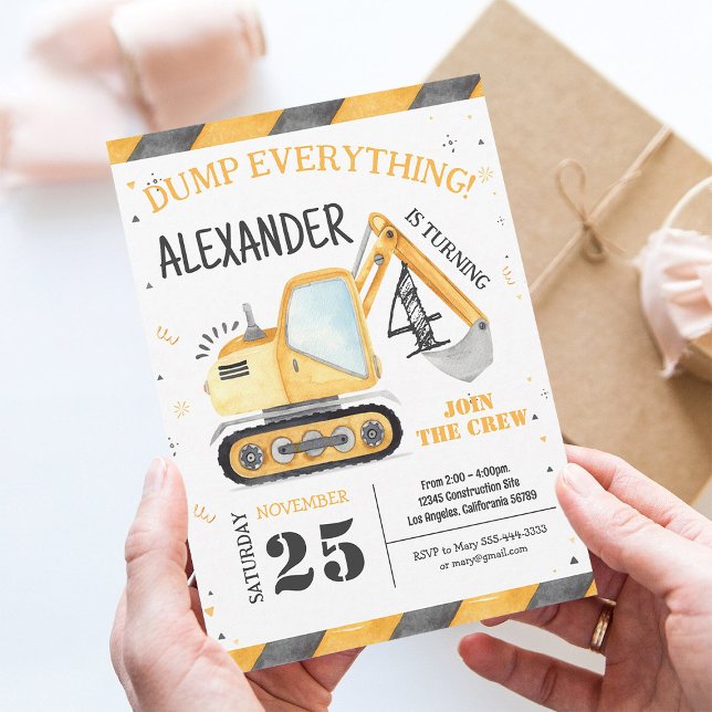 Invitación Fiesta de Camión de Volteo de Construcción (Subido por el creador)