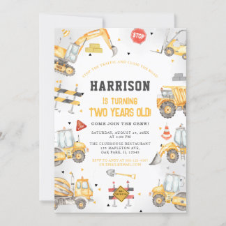 Invitación Fiesta de camionetas del tema de la construcción C