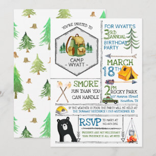 Invitación Fiesta de Camping - Insignias e Iconos