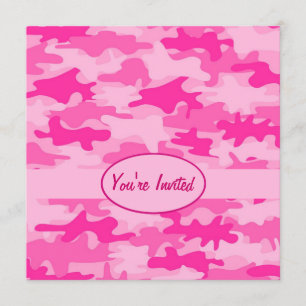 Invitación Fiesta de camuflaje rosa y fuchsia camo