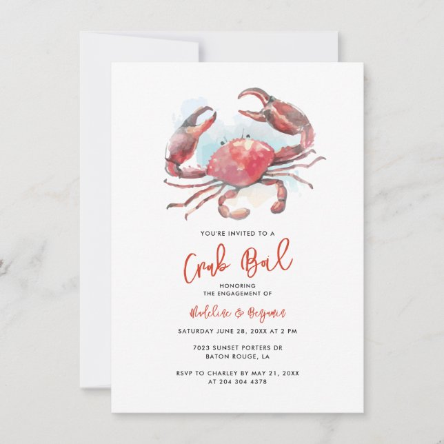 Invitación Fiesta de cangrejo de las parejas de hervir de pes (Anverso)