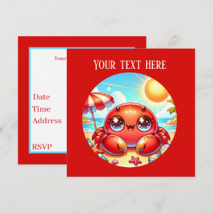 Invitación Fiesta de cangrejo de playa lindo 
