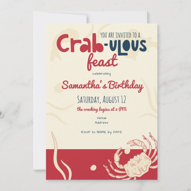 Invitación Fiesta de Cangrejo Gran Boil de Mariscos Reunión F (Anverso)