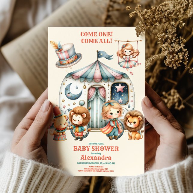 Invitación Fiesta de Carnaval Círculo Rosa Baby Shower (Subido por el creador)