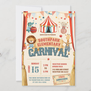 Invitación Fiesta de Carnaval de Circo para Recaudación de Fo