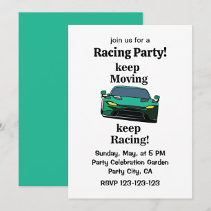 Invitación Fiesta de Carreras Race Car Racer