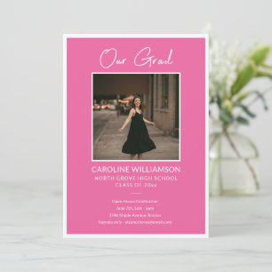 Invitación Fiesta de Casa Abierta de Graduación de Foto Rosa 