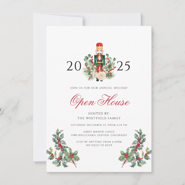 Invitación Fiesta de Casa Abierta del Cascanueces en Navidad (Anverso)