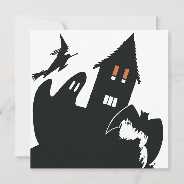 Invitación Fiesta de Casa Embrujada de Bruja Fantasma de Hall (Anverso)