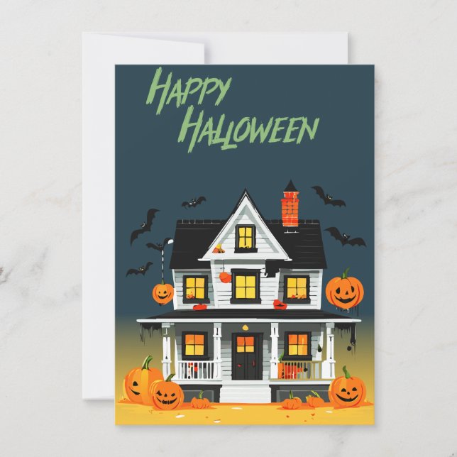 Invitación Fiesta de Casa Embrujada de Halloween (Anverso)