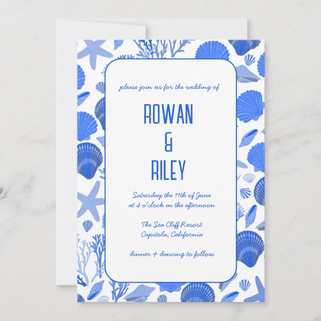 Invitación Fiesta de casamiento de la playa del patrón de las (Anverso)