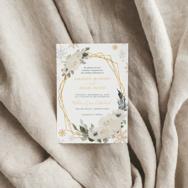 Invitación Fiesta de casamiento del marco de nieve de inviern (Subido por el creador)