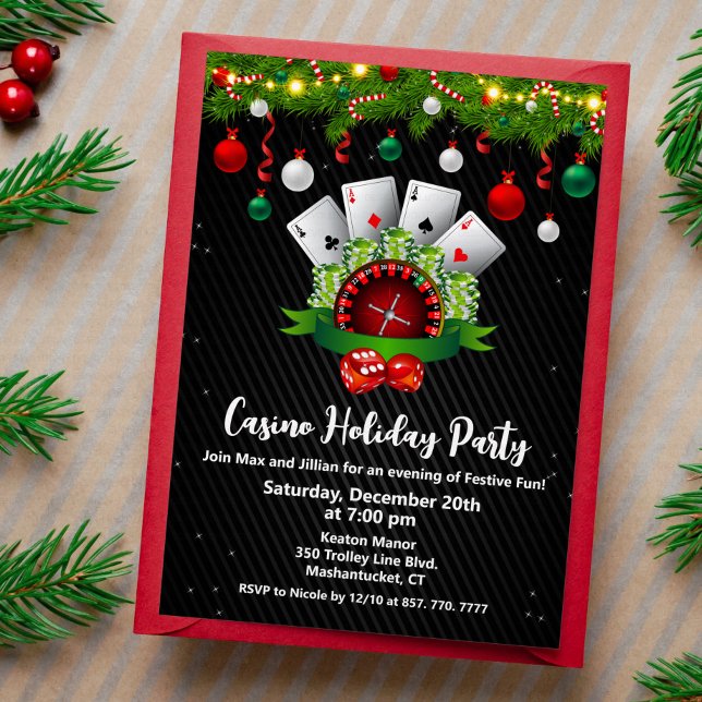 Invitación Fiesta de Casino de Vacaciones de Navidad (Subido por el creador)