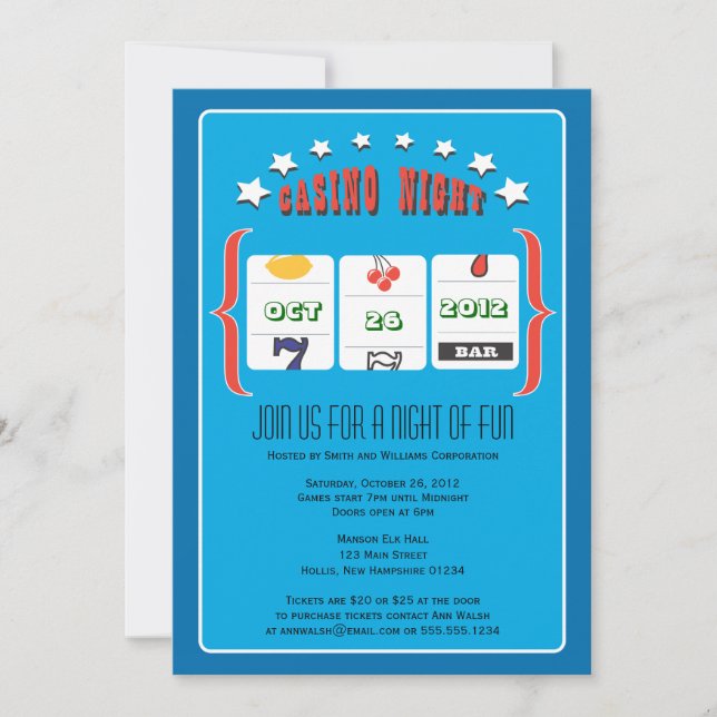 Invitación Fiesta de Casino Night (Anverso)