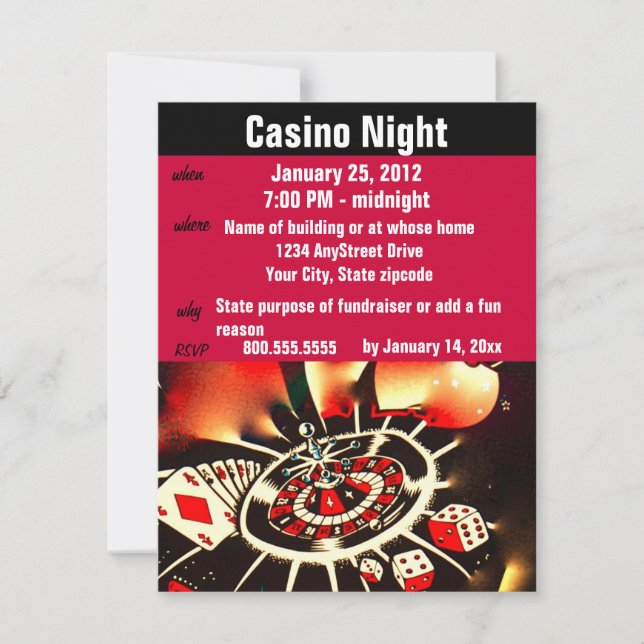 Invitación Fiesta de Casino Poker Night (Anverso)