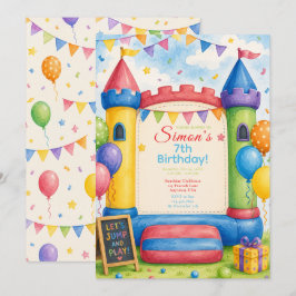 Invitación Fiesta de Castillo Hinchable Colorido