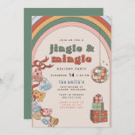 Invitación Fiesta de castillos de arcoiris retro de DONNA<br><div class="desc">Esta invitación a la fiesta de los Navidades, que se mezcla entre ambos, incluye arcos retro, campanas de jingle, bola de discoteca y regalos de vacaciones combinados con una fuente temática de los años 70 y una combinación de colores groovy. Esta invitación es perfecta para el único anfitrión que prefiere...</div>