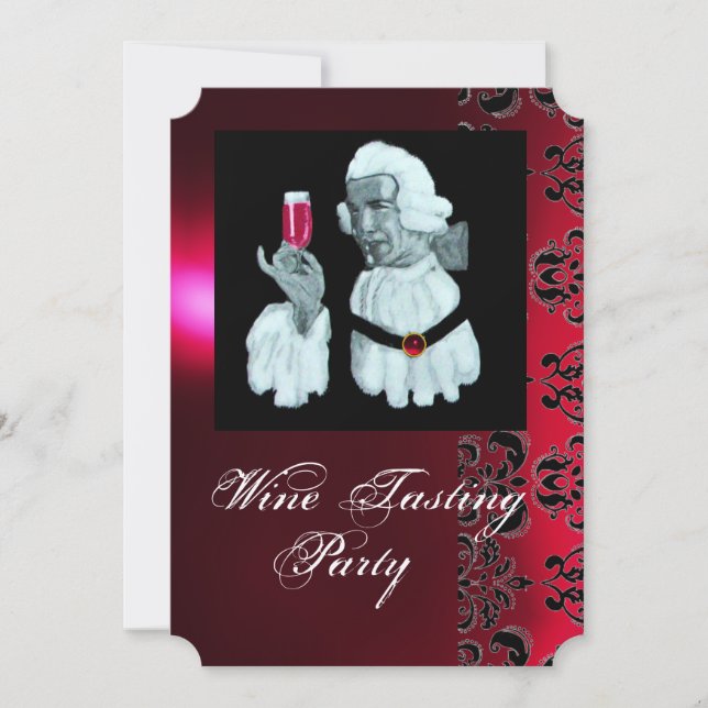 Invitación FIESTA DE CATA DE VINO DEL SOMMELIER Damask, Champ (Anverso)