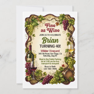 Invitación Fiesta de Cata de Vinos Cumpleaños Adulto