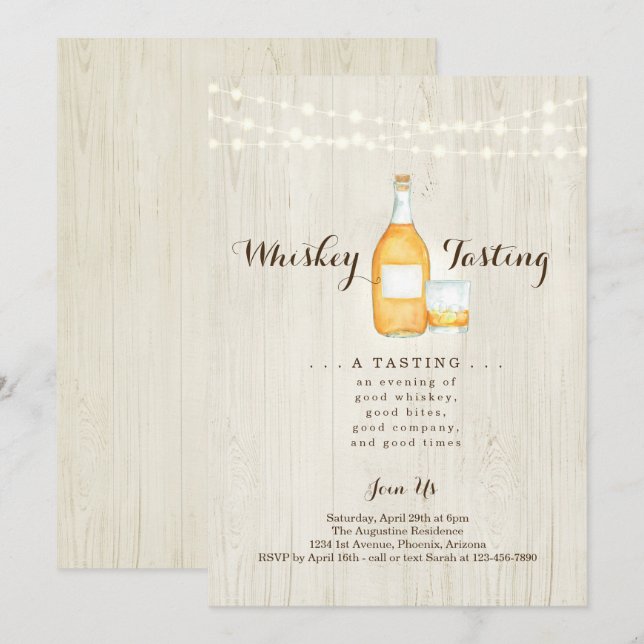 Invitación Fiesta de cata de Whiskey (Anverso / Reverso)