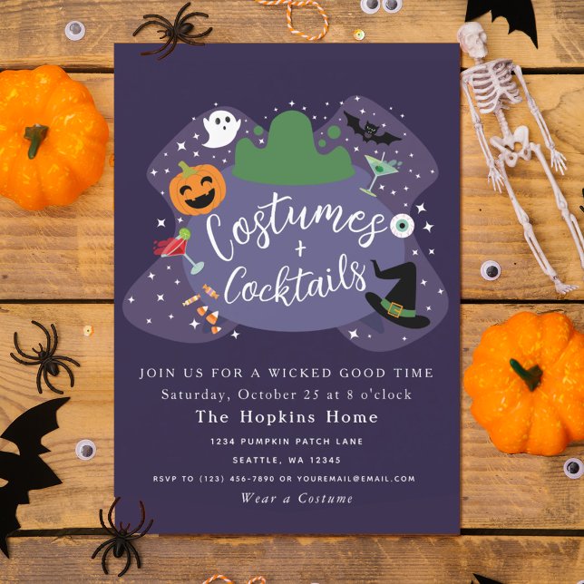 Invitación Fiesta de Cauldron Halloween con disfraces y cócte (Subido por el creador)