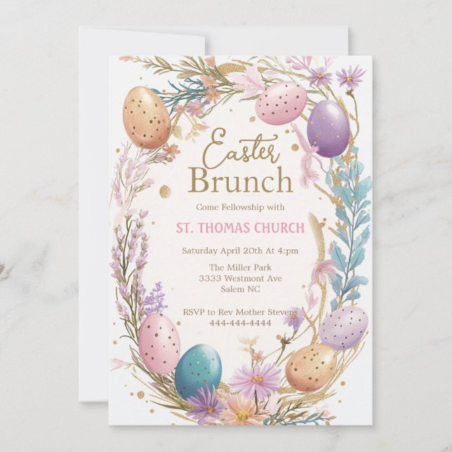 Invitación Fiesta de caza de huevos brunch de Pascua Pascua (Anverso)