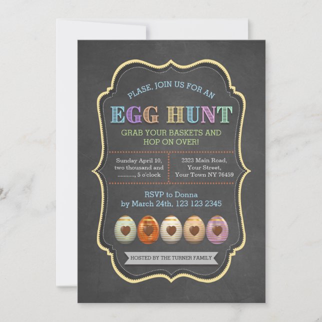 Invitación Fiesta de caza de huevos de pascua de estilo rústi (Anverso)