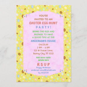 Invitación Fiesta de caza de huevos de Pascua elegante amaril