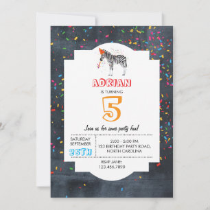 Invitación Fiesta de cebra - Animales Chica de fiesta de cump