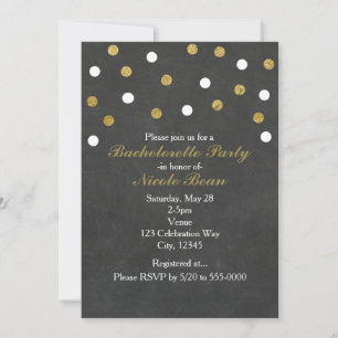 Invitación Fiesta de Celebración con Pizarra Dorada y Confeti