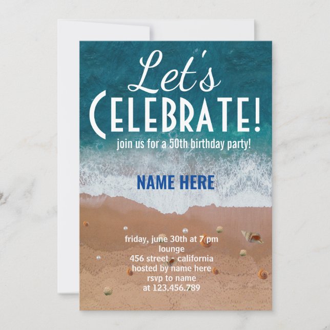 INVITACIÓN FIESTA DE CELEBRACIÓN COSTA MAR OCEANO PERSONALIZA (Anverso)