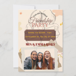 Invitación Fiesta de Celebración de Amistad Elegante con Foto