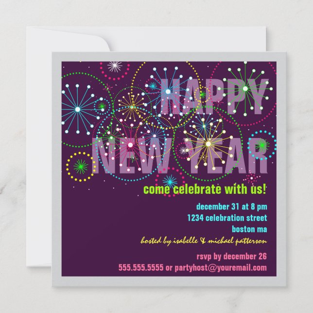 Invitación Fiesta de celebración de Año Nuevo (Anverso)