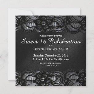 Invitación Fiesta de celebración de Black Lace y Satin Sweet 