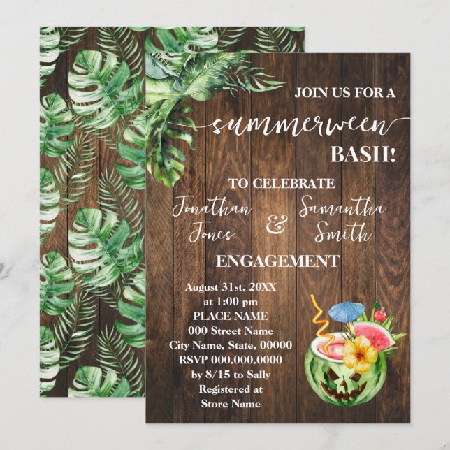Invitación Fiesta de celebración de Boda de compromiso de Sum (Anverso / Reverso)