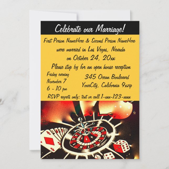 Invitación Fiesta de Celebración de Boda en Las Vegas (Anverso)
