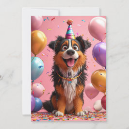 Invitación 🎉 Fiesta de Celebración de Cumpleaños de Perro co