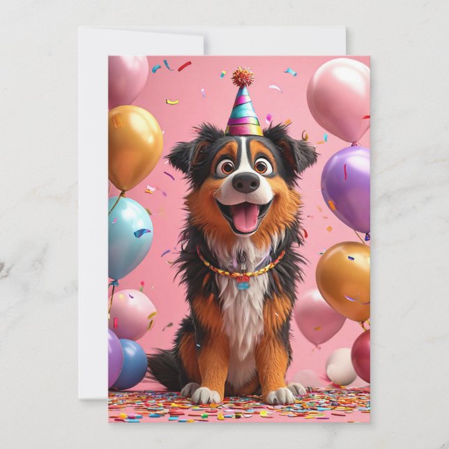 Invitación 🎉 Fiesta de Celebración de Cumpleaños de Perro co (Anverso)