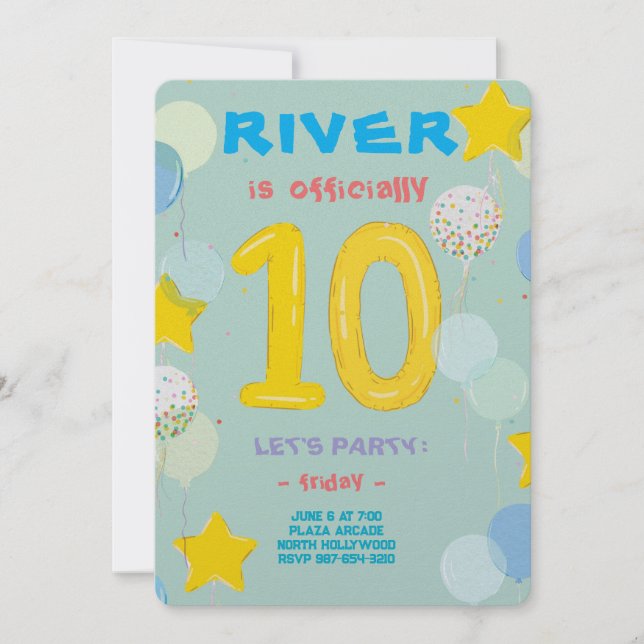 Invitación Fiesta de Celebración de Dígitos Dobles (Anverso)