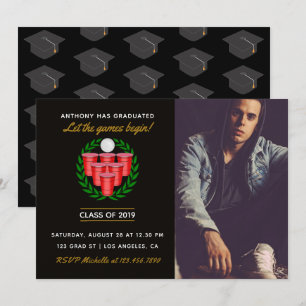 Invitación fiesta de celebración de graduación de Beer Pong a