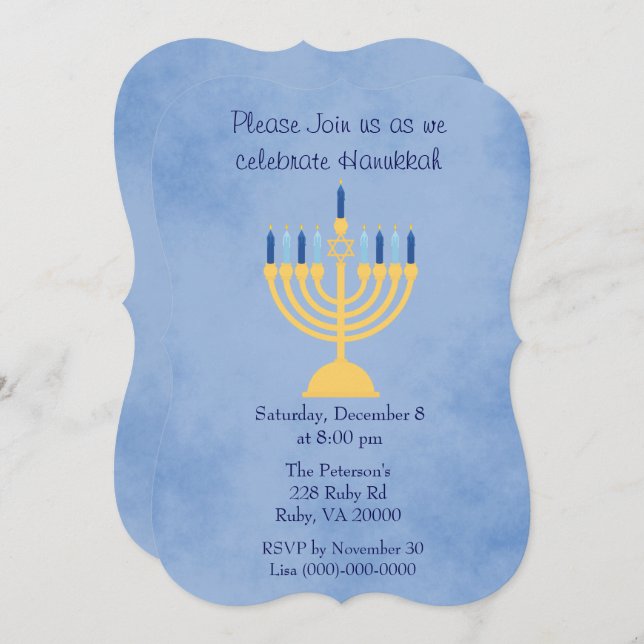 Invitación Fiesta de Celebración de Hanukkah (Anverso / Reverso)