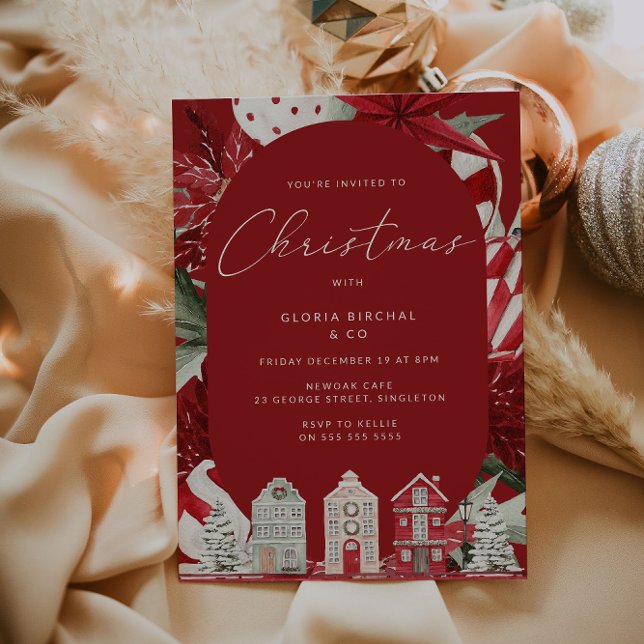 Invitación Fiesta de celebración de Navidades rojos modernos (Subido por el creador)