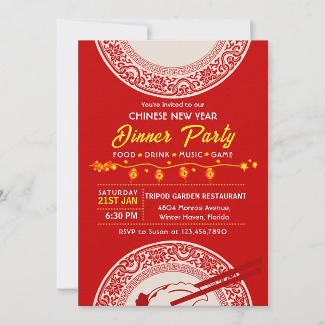 Invitación Fiesta de celebración del Año Nuevo Lunar Chino 20 (Anverso)