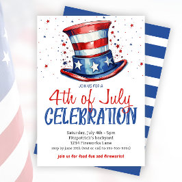 Invitación Fiesta De Celebración Del Azul Blanco Rojo El 4 De